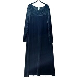 DVF Plus Size 3X Black Velvet Burnout Dress Whimsigoth Concert Orchestra Formal‎